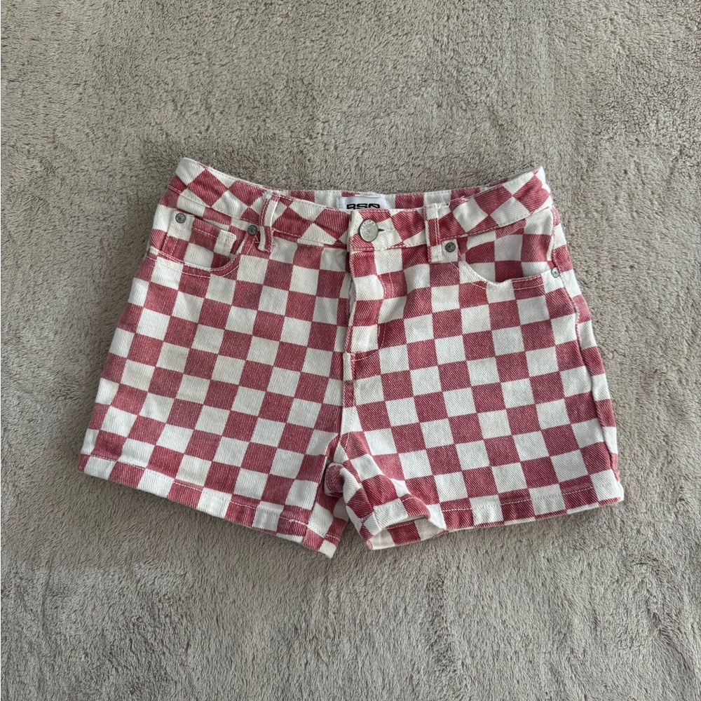 RSQ Girls Checkered Jean Shorts small